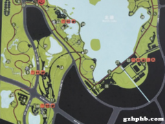 北湖公园旅游路线示意图，北湖公园地图